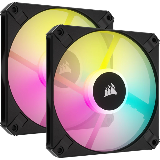 CORSAIR ICUE AF120 RGB SLIM 120MM PWM FLUID DYNAMIC BEARING FAN BLACK TWIN PACK - SWIFT PERIPHERALSCRSR0114
