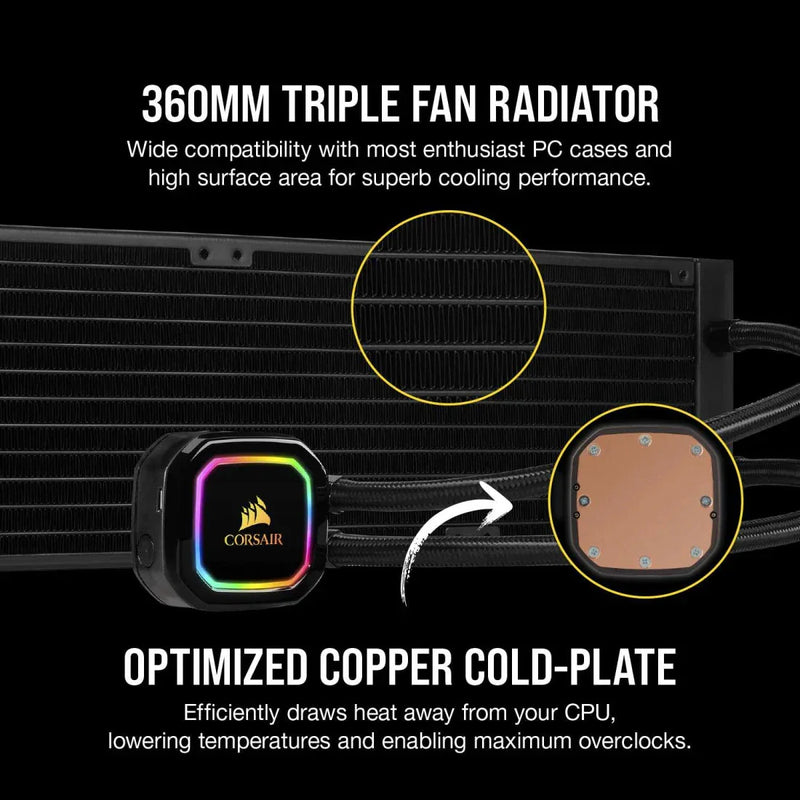 CORSAIR ICUE H150I RGB PRO XT LIQUID CPU COOLER CW - 9060045 - WW - SWIFT PERIPHERALSCooler-048