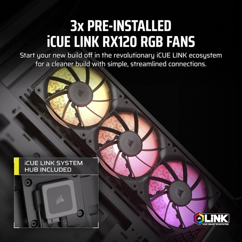CORSAIR ICUE LINK 3500X RGB TEMPERED GLASS MID - TOWER, BLACK - SWIFT PERIPHERALSCRSR0205