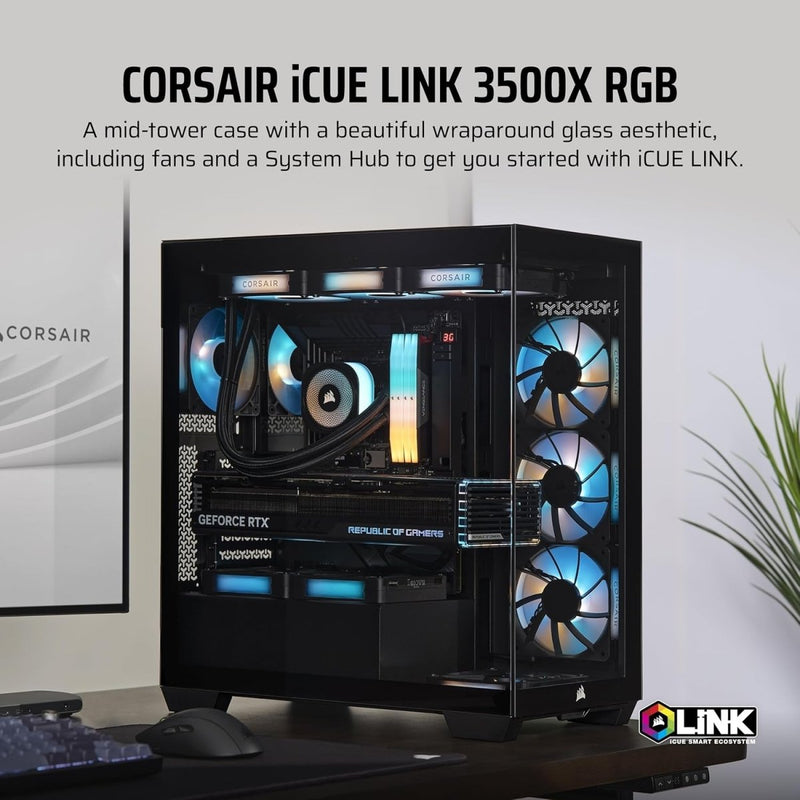 CORSAIR ICUE LINK 3500X RGB TEMPERED GLASS MID - TOWER, BLACK - SWIFT PERIPHERALSCRSR0205