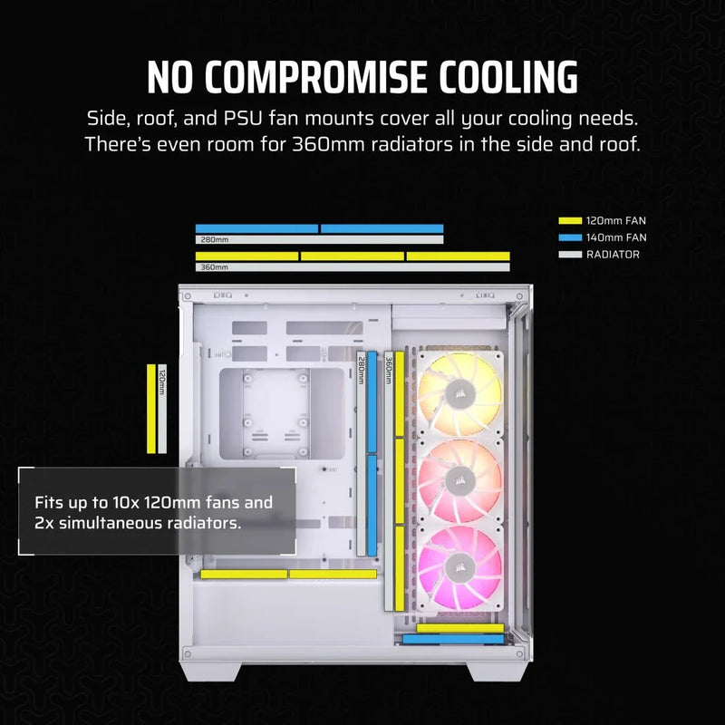CORSAIR ICUE LINK 3500X RGB TEMPERED GLASS MID - TOWER, WHITE - SWIFT PERIPHERALSCRSR0206