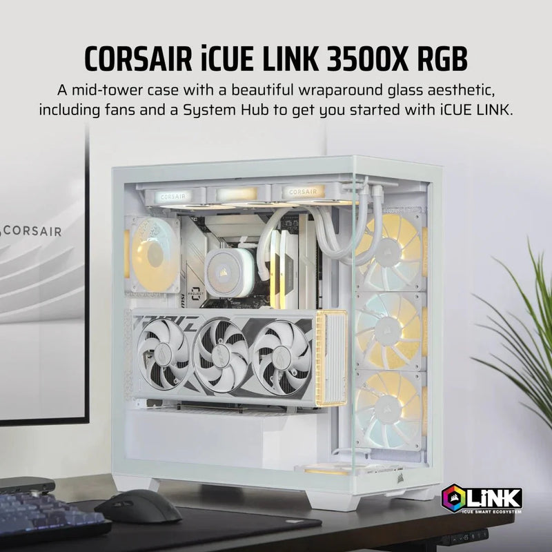 CORSAIR ICUE LINK 3500X RGB TEMPERED GLASS MID - TOWER, WHITE - SWIFT PERIPHERALSCRSR0206