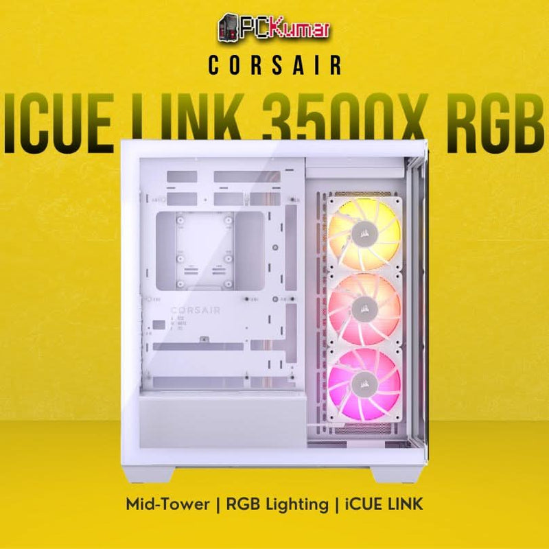 CORSAIR ICUE LINK 3500X RGB TEMPERED GLASS MID - TOWER, WHITE - SWIFT PERIPHERALSCRSR0206