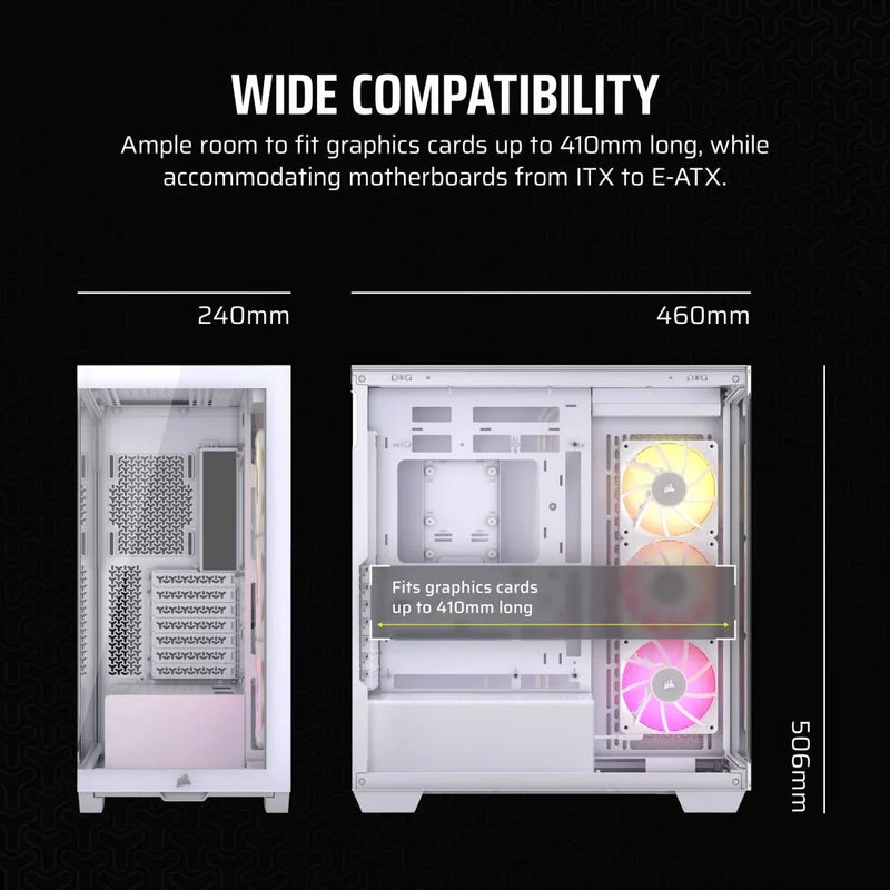 CORSAIR ICUE LINK 3500X RGB TEMPERED GLASS MID - TOWER, WHITE - SWIFT PERIPHERALSCRSR0206