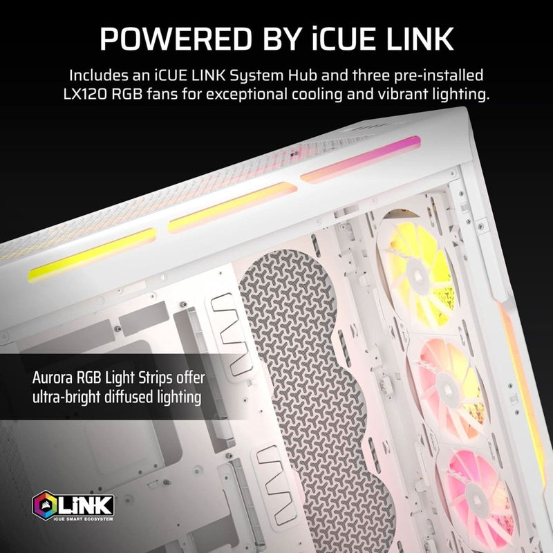 CORSAIR ICUE LINK 5000T LX RGB MID - TOWER PC CASE, WHITE - SWIFT PERIPHERALS1092244