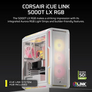 CORSAIR ICUE LINK 5000T LX RGB MID - TOWER PC CASE, WHITE - SWIFT PERIPHERALS1092244