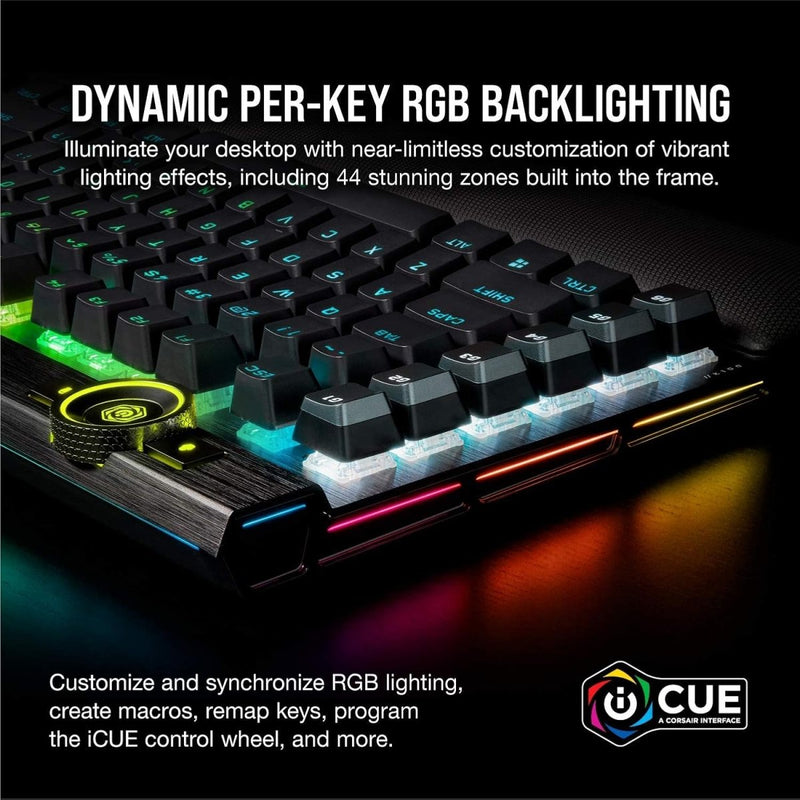 CORSAIR K100 RGB OPTICAL - MECHANICAL GAMING KEYBOARD BACKLIT RGB LED CORSAIR OPX BLACK PBT KEYCAPS CH - 912A01A - NA - SWIFT PERIPHERALS1092055