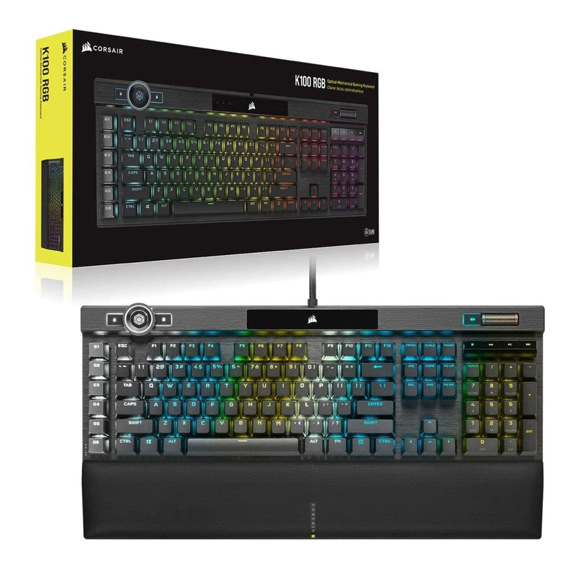 CORSAIR K100 RGB OPTICAL - MECHANICAL GAMING KEYBOARD BACKLIT RGB LED CORSAIR OPX BLACK PBT KEYCAPS CH - 912A01A - NA - SWIFT PERIPHERALS1092055