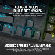 CORSAIR K100 RGB OPTICAL - MECHANICAL GAMING KEYBOARD BACKLIT RGB LED CORSAIR OPX BLACK PBT KEYCAPS CH - 912A01A - NA - SWIFT PERIPHERALS1092055