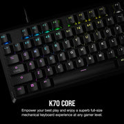 CORSAIR K70 RGB CORE MECHANICAL GAMING KEYBOARD BACKLIT RGB LED CORSAIR MLX RED BLACK CH - 910971E - NA - SWIFT PERIPHERALS1092059
