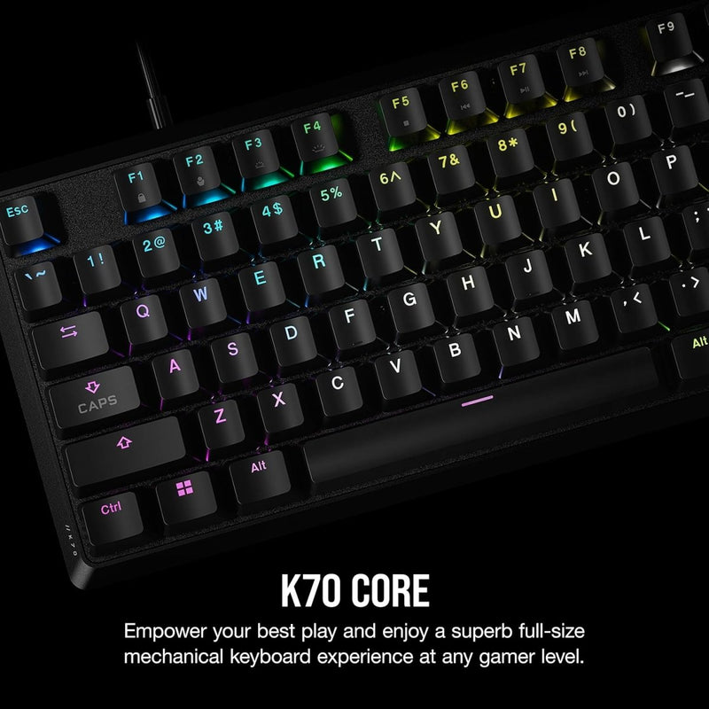 CORSAIR K70 RGB CORE MECHANICAL GAMING KEYBOARD BACKLIT RGB LED CORSAIR MLX RED BLACK CH - 910971E - NA - SWIFT PERIPHERALS1092059