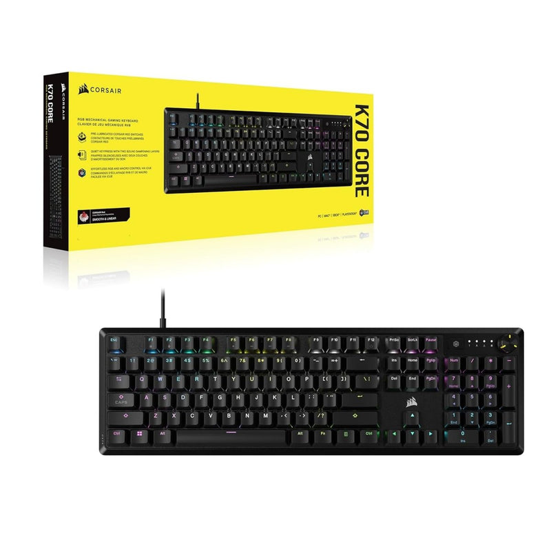 CORSAIR K70 RGB CORE MECHANICAL GAMING KEYBOARD BACKLIT RGB LED CORSAIR MLX RED BLACK CH - 910971E - NA - SWIFT PERIPHERALS1092059