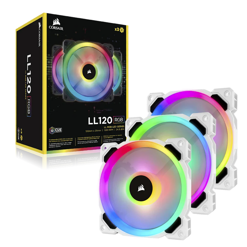 CORSAIR LL120 RGB CABINET FAN TRIPLE PACK WITH LIGHTING NODE PRO WHITE - SWIFT PERIPHERALS1085092