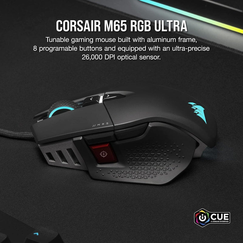CORSAIR M65 RGB ULTRA TUNABLE FPS GAMING USB MOUSE - SWIFT PERIPHERALS1092075