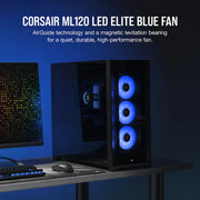CORSAIR ML ELITE SERIES, ML120 LED ELITE, 120MM MAGNETIC LEVITATION BLUE LED FAN WITH AIRGUIDE, SINGLE PACK - SWIFT PERIPHERALSCRSR0087