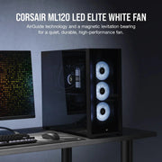 CORSAIR ML ELITE SERIES, ML120 LED ELITE, 120MM MAGNETIC LEVITATION WHITE LED FAN WITH AIRGUIDE, SINGLE PACK - SWIFT PERIPHERALSCRSR0086