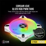 CORSAIR QL120 RGB CABINET FAN TRIPLE PACK WITH LIGHTING NODE CORE WHITE - SWIFT PERIPHERALS1085100