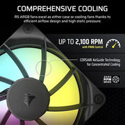 CORSAIR RS120 ARGB 120MM PWM FAN DAISY - CHAIN CONNECTION LOW - NOISE MAGNETIC DOME BEARING SINGLE PACK BLACK - SWIFT PERIPHERALS1093266