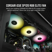 CORSAIR SP SERIES SP120 RGB ELITE 120MM RGB LED FAN WITH AIRGUIDE SINGLE PACK CO - 9050108 - WW - SWIFT PERIPHERALS1092621