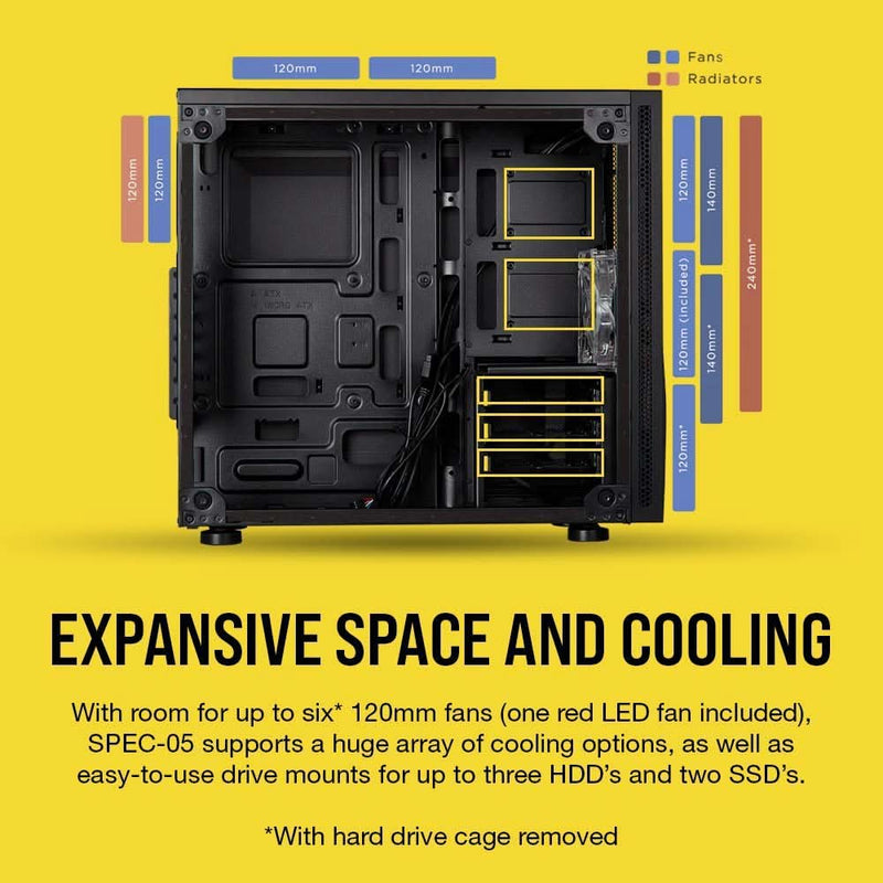 CORSAIR SPEC - 05 MID - TOWER ATX CABINET + CV650 80 PLUS BRONZE SMPS COMBO - SWIFT PERIPHERALS100352