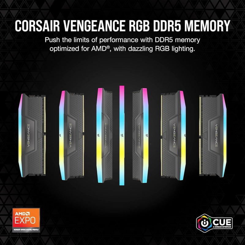 CORSAIR VENGEANCE CMH32GX5M2E6000Z36 RGB DDR5 32GB (2X16GB) DDR5 6000 CL36 - 44 - 44 - 96 1.35V AMD EXPO & INTEL XMP - GREY - SWIFT PERIPHERALS1093338