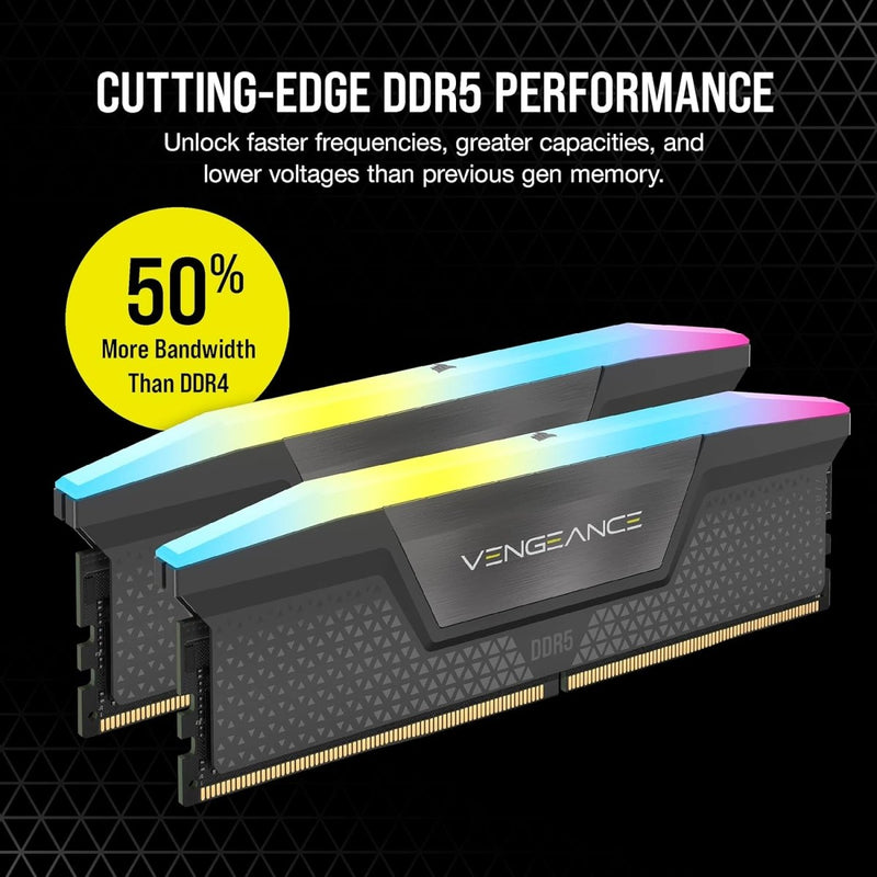 CORSAIR VENGEANCE CMH32GX5M2E6000Z36 RGB DDR5 32GB (2X16GB) DDR5 6000 CL36 - 44 - 44 - 96 1.35V AMD EXPO & INTEL XMP - GREY - SWIFT PERIPHERALS1093338