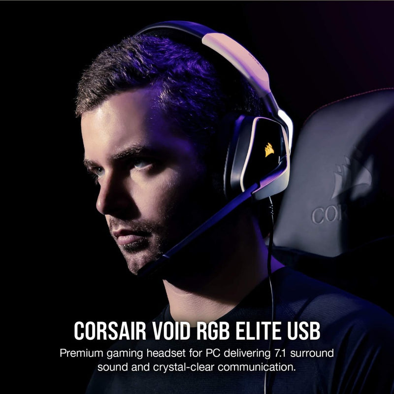 CORSAIR VOID RGB ELITE USB PREMIUM GAMING HEADSET WITH 7.1 SURROUND SOUND WHITE - SWIFT PERIPHERALSCRMX0138