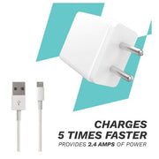 CORSECA Flash 24W 2.4A Mobile Charger with Detachable Cable - White - SWIFT PERIPHERALSDMWC2410-2P