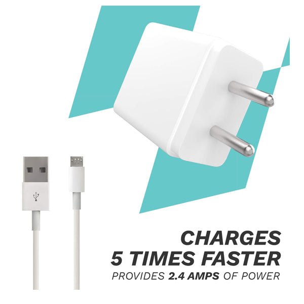 CORSECA Flash 24W 2.4A Mobile Charger with Detachable Cable - White - SWIFT PERIPHERALSDMWC2410-2P