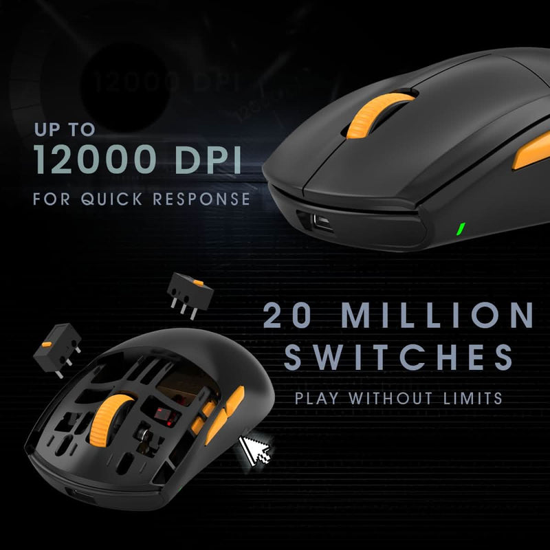 COSMIC BYTE ATLAS TRI - MODE GAMING MOUSE WIRELESS (BLACK) - SWIFT PERIPHERALS1094396