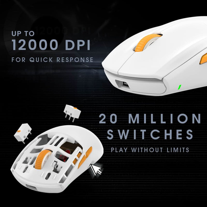 COSMIC BYTE ATLAS TRI - MODE GAMING MOUSE WIRELESS (WHITE) - SWIFT PERIPHERALS1094397