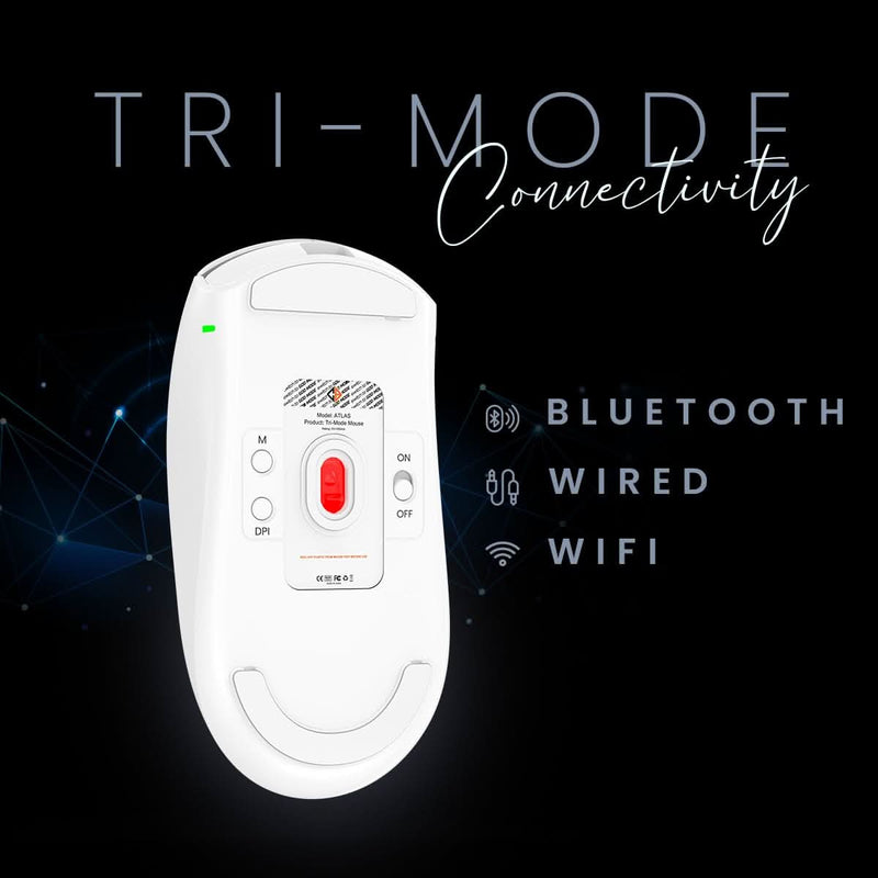 COSMIC BYTE ATLAS TRI - MODE GAMING MOUSE WIRELESS (WHITE) - SWIFT PERIPHERALS1094397