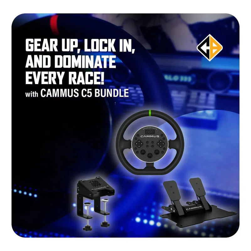 COSMIC BYTE CAMMUS DIRECT DRIVE WHEEL BUNDLE - C5 STEERING WHEEL, CP5 PEDALS, CS5 DESK CLAMP - SWIFT PERIPHERALS1091517