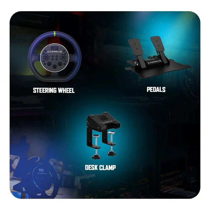 COSMIC BYTE CAMMUS DIRECT DRIVE WHEEL BUNDLE - C5 STEERING WHEEL, CP5 PEDALS, CS5 DESK CLAMP - SWIFT PERIPHERALS1091517