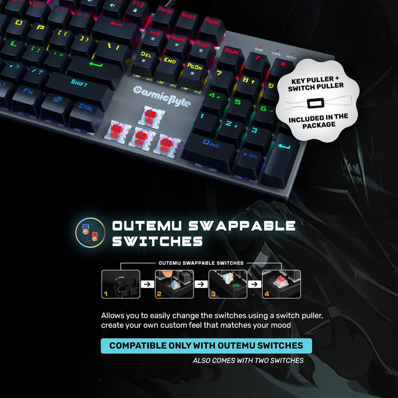 COSMIC BYTE CB - GK - 28 VANTH (BLACK/GREY) GAMING KEYBOARD RED SWITCH - SWIFT PERIPHERALS1085991