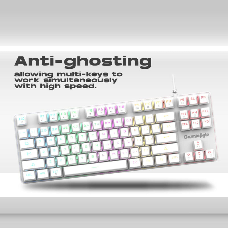 COSMIC BYTE CB - GK - 37 FIREFLY (WHITE) GAMING KEYBOARD RGB RED SWITCH WHITE - SWIFT PERIPHERALS1084403