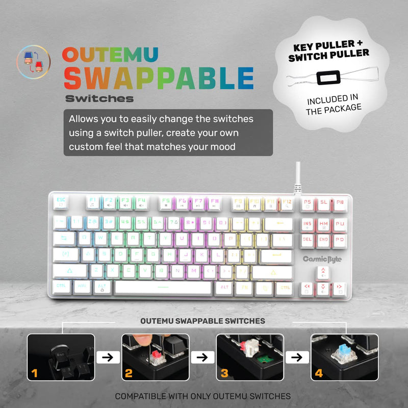 COSMIC BYTE CB - GK - 37 FIREFLY (WHITE) GAMING KEYBOARD RGB RED SWITCH WHITE - SWIFT PERIPHERALS1084403