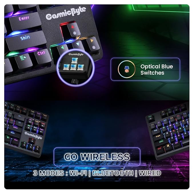 COSMIC BYTE CB - GK - 39 TRINITY (BLACK) GAMING KEYBOARD RGB SWITCH BLUE - SWIFT PERIPHERALS1088746