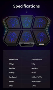 COSMIC BYTE METEOROID RGB COOLING PAD BLACK/BLUE - SWIFT PERIPHERALS1084019