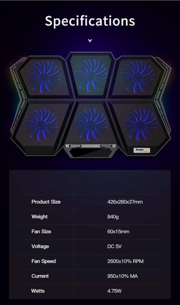 COSMIC BYTE METEOROID RGB COOLING PAD BLACK/BLUE - SWIFT PERIPHERALS1084019