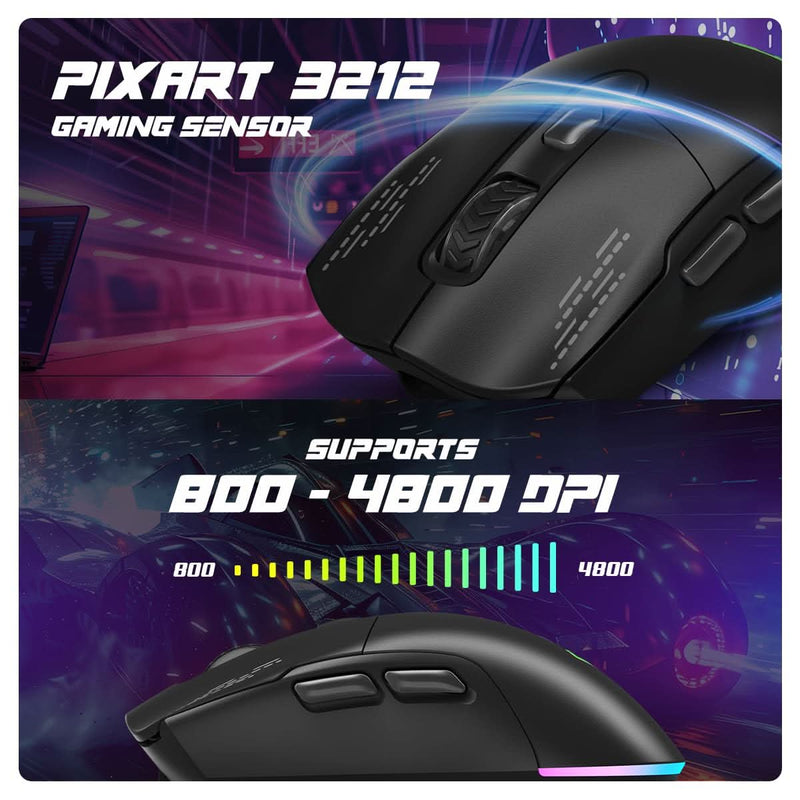 COSMIC BYTE RAPTOR DUAL MODE RGB MOUSE (BLACK) - SWIFT PERIPHERALS1092883