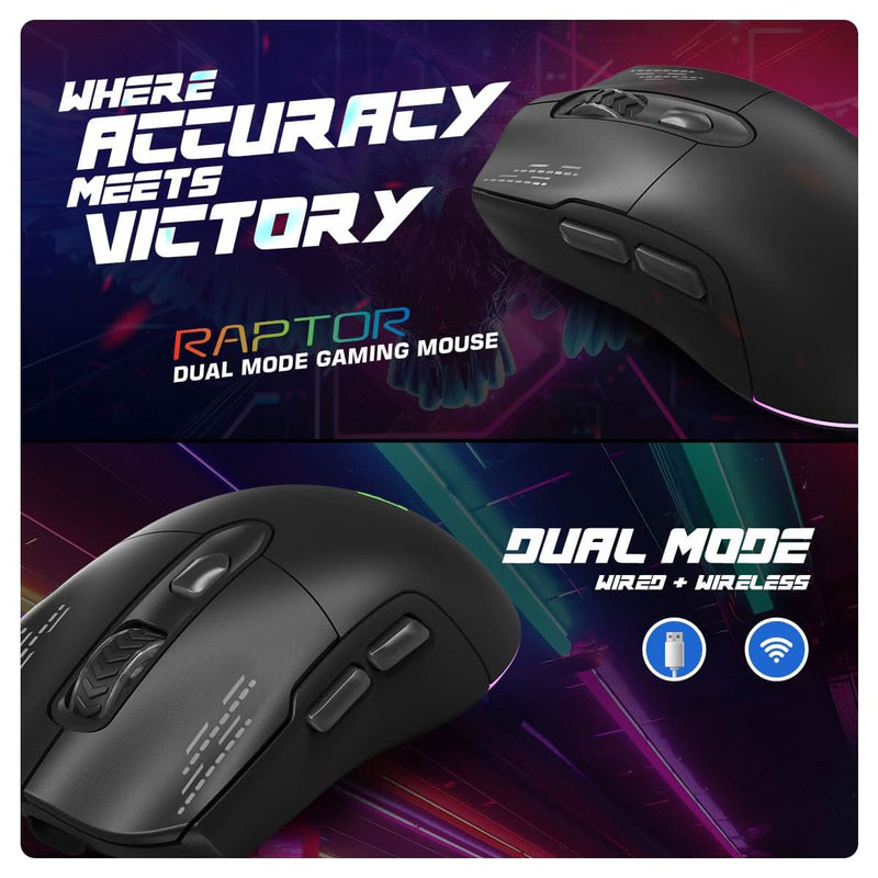 COSMIC BYTE RAPTOR DUAL MODE RGB MOUSE (BLACK) - SWIFT PERIPHERALS1092883