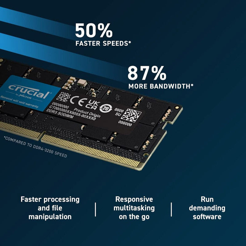 Crucial 16GB DDR5 RAM 4800MHz CL40 Laptop Memory - SWIFT PERIPHERALSCT16G48C40S5