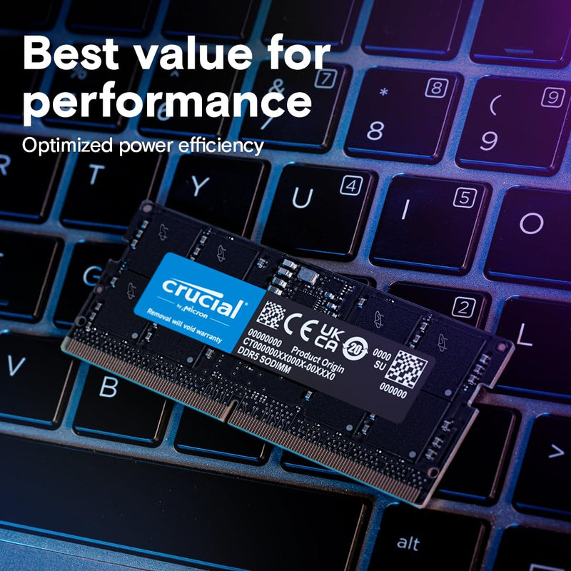 Crucial 16GB DDR5 RAM 5600MHz CL46 SODIMM Laptop Memory - Black - SWIFT PERIPHERALSCT16G56C46S5