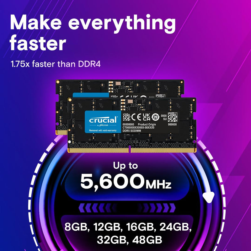Crucial 32GB DDR5 5600MHz SODIMM CL46 Laptop Memory Module - SWIFT PERIPHERALSCT32G56C46S5