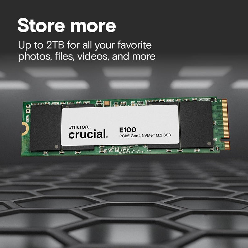 CRUCIAL E100 1TB PCIE GEN4 2280 NVME M.2 SSD CT1000E100SSD8 - SWIFT PERIPHERALS1092452