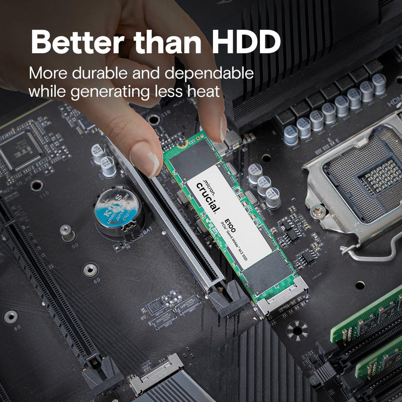 CRUCIAL E100 1TB PCIE GEN4 2280 NVME M.2 SSD CT1000E100SSD8 - SWIFT PERIPHERALS1092452