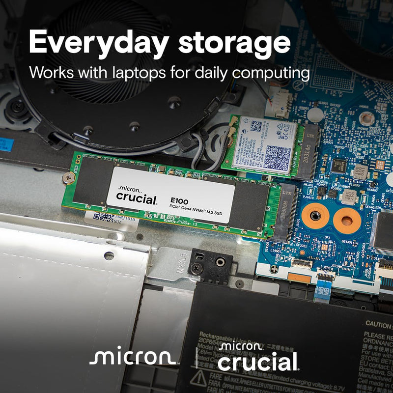 CRUCIAL E100 480GB PCIE GEN4 2280 NVME M.2 SSD CT480E100SSD8 - SWIFT PERIPHERALS1092855
