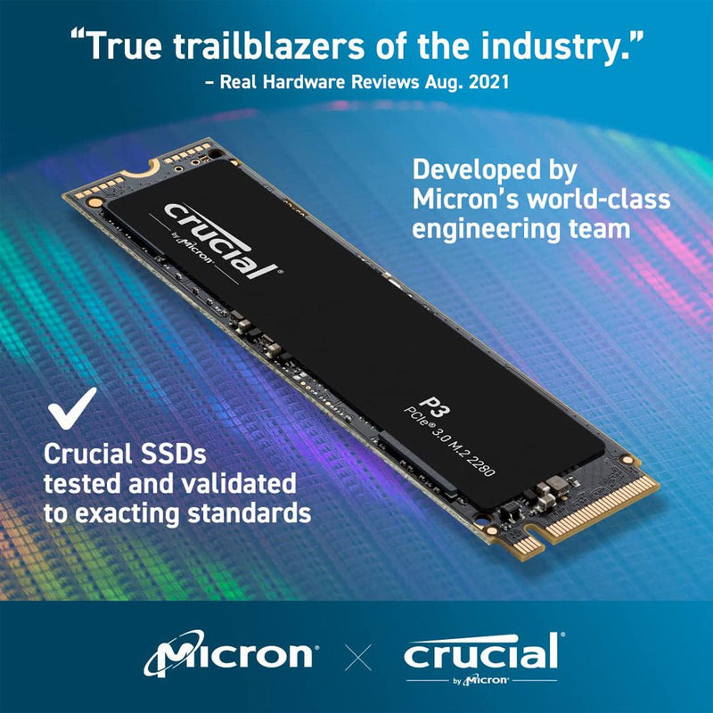 Crucial P3 500GB M.2 NVMe PCIe 3.0 Internal Solid State Drive - SWIFT PERIPHERALSCT500P3SSD8