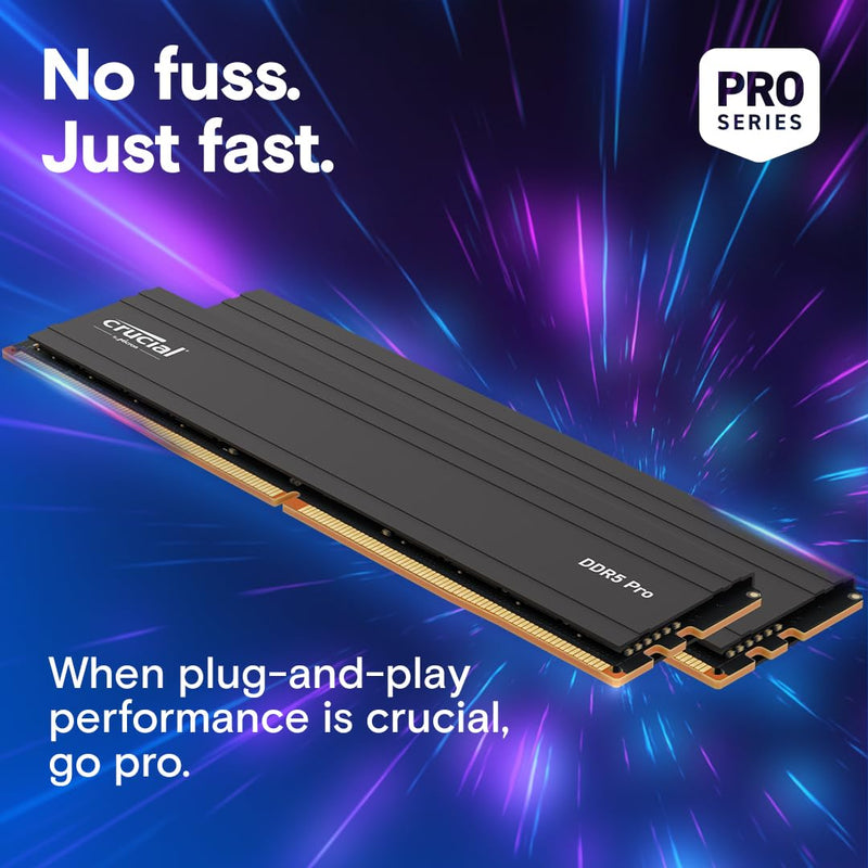 CRUCIAL PRO 32GB KIT (2X16GB) DDR5 - 6000 UDIMM CL48 RAM CP2K16G60C48U5 - SWIFT PERIPHERALS1091269